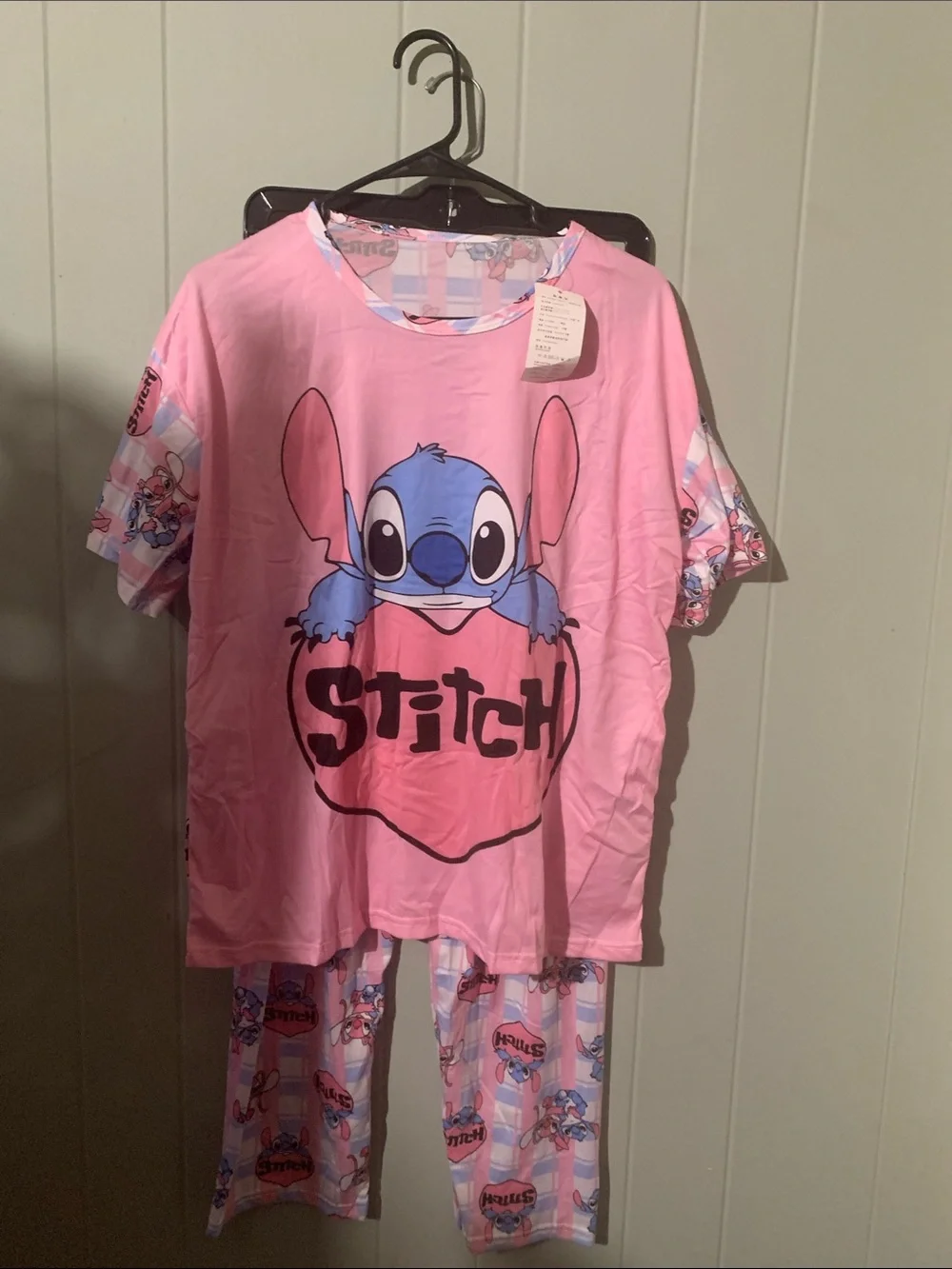 Girls Pink Stitch Graphic Pajama Set - Disney Character Sleepwear